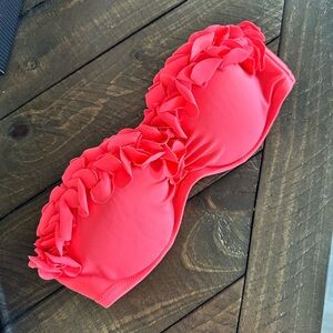 Victoria's Secret Coral Ruffled Bandeau Swim Top